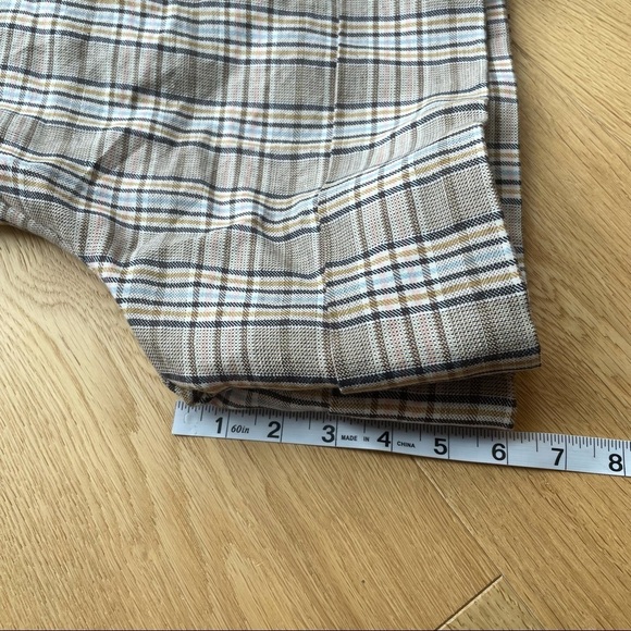 NWOT CHECKED LINEN BLEND BERMUDA SHORTS - 6 - Picture 11 of 13